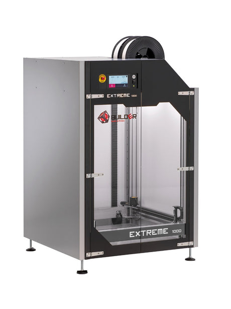 Builder Extreme 1000 PRO. Met een printvolume van 700x700x820 mm (XYZ) is het de perfecte grootschalige 3D-printer voor het printen van prototypes, mallen, gereedschappen of rekwisieten op ware grootte. Functies zoals een 7-inch aanraakscherm, filamentdetectie, een UPS-systeem dat de printopdracht hervat na stroomuitval, maken het een volledig uitgeruste 3D-printer.