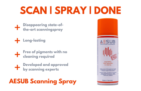 AESUB Scan Spray Orange 6 uur zichtbaar, zelf oplossende scan spray zonder resten.